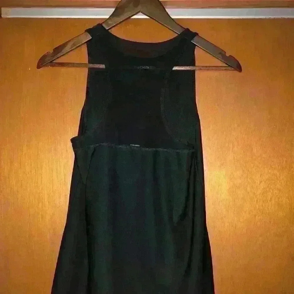 Womens Black Racerback Athletic Tank Top with Built-in Shelf Bra Sleeveless
